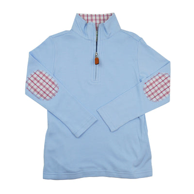 Grace & James Oliver Half-Zip Sweater | Blue with Plaid