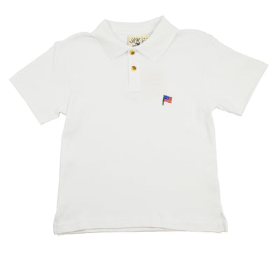 Luigi Short-Sleeve White Polo | American Flag