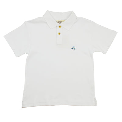 Luigi Short-Sleeve White Polo | Golf Cart