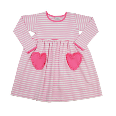 Squiggles Popover Dress | Pink Hearts