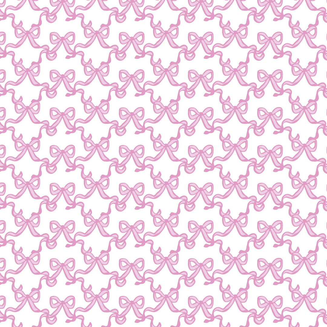 Pattern of pink bows on a white background