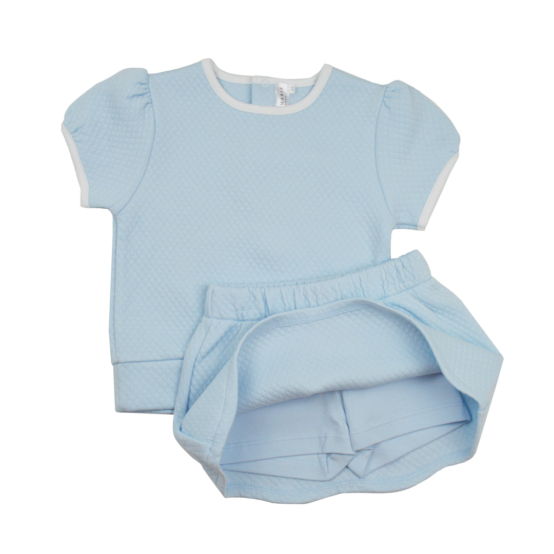 Diamond Quilted Skort Set | Blue