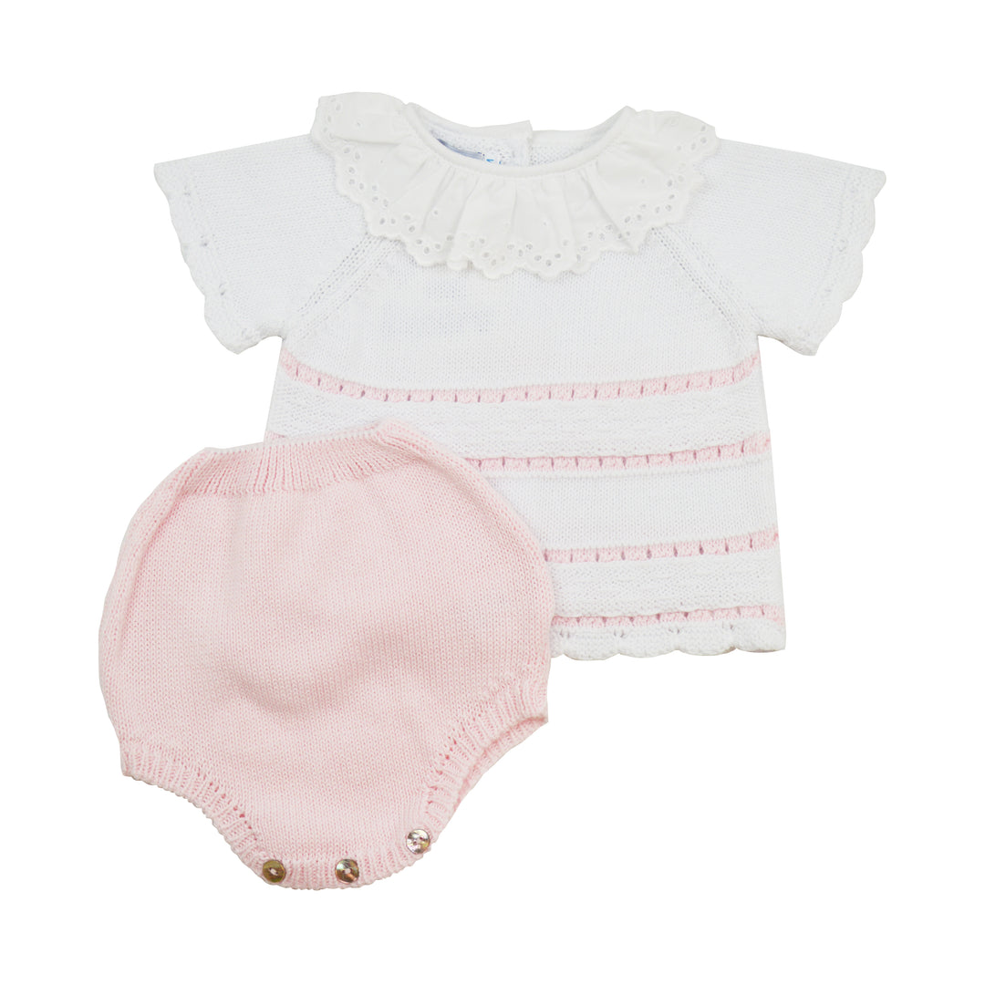 Mi Lucero Striped Sweater Set | Pink & White