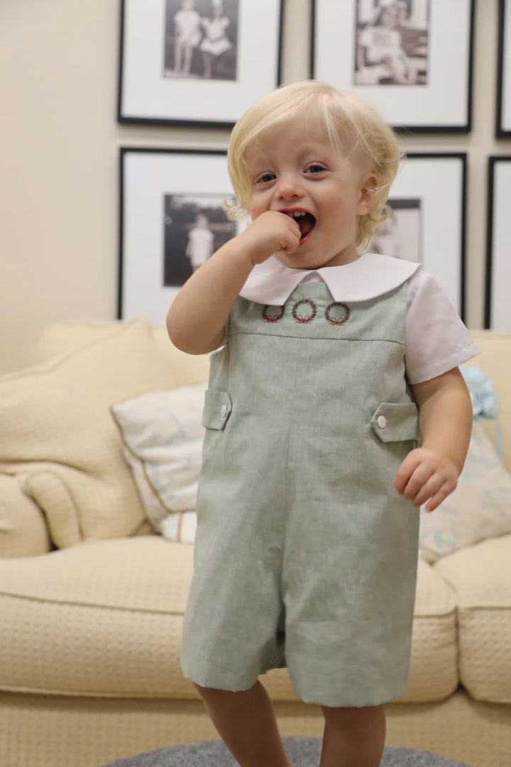 William Jon Jon | Green Chambray with Wreaths