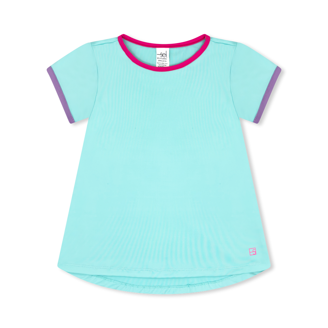 SET Athleisure Bridget Basic T | Turquoise with Pink & Purple
