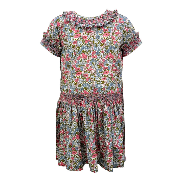 Titania Dress | Enchanted Floral with Pink Smocking - PRE-SALE