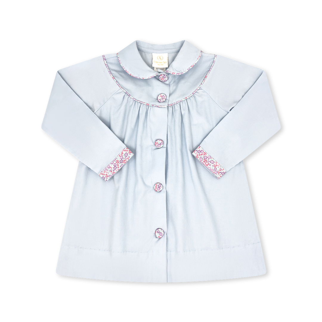 Lullaby Set Collette Coat | Blue Corduroy with Sweet Pea Floral