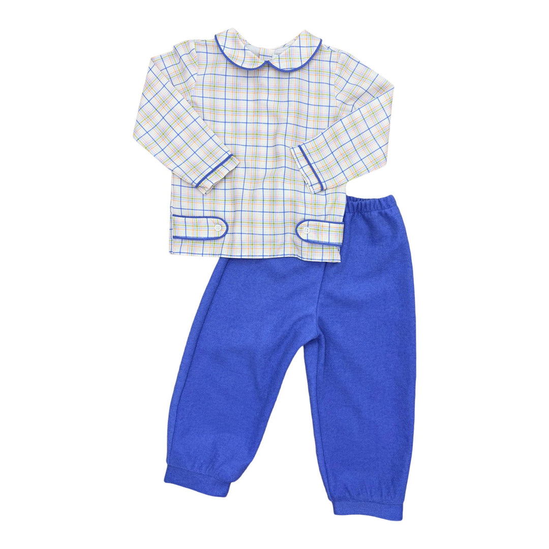Tab Pant Set | Pointer Plaid and Blue Wool - PRE-SALE