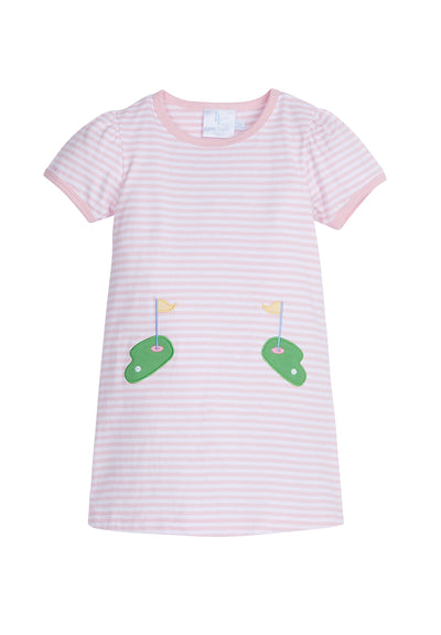 Little English Applique Dress | Pink Golf