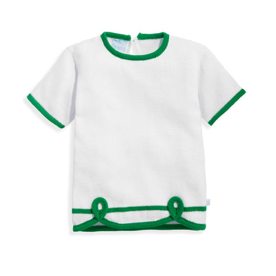 bella bliss Short Sleeve Sweater | White & Green