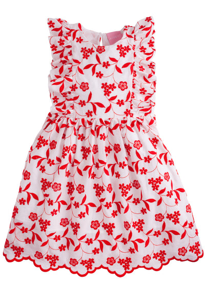 Bisby Diana Dress | Red Floral Embroidery