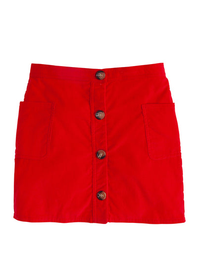 Little English Emily Pocket Skirt | Red Corduroy