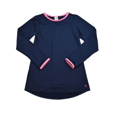 SET Athleisure Lindsay Long-sleeve T | Navy Athleisure w/ Pink Trim