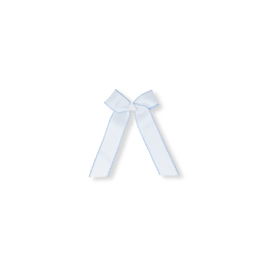 Lullaby Set Lola Long Bow | White w/ Blue