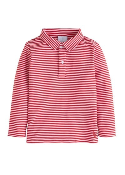 Little English Striped Polo | Red