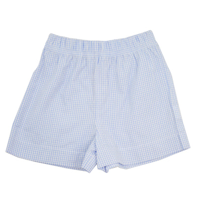 Peggy Green Retro Shorts | Blue Seersucker