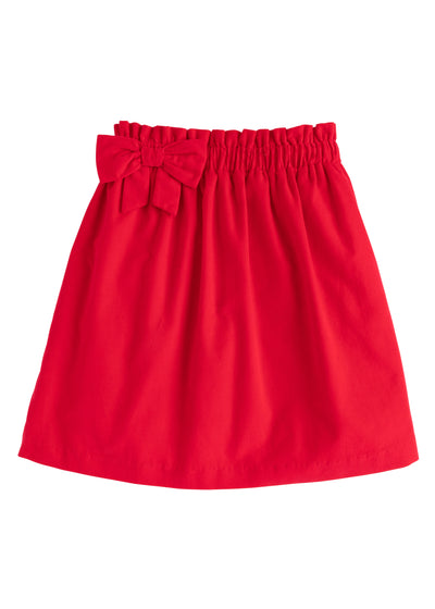 Little English Paperbag Bow Skirt | Red Corduroy