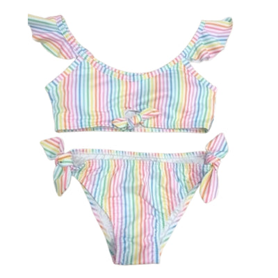 BE elizabeth Knot Two Piece Swimsuit | Rainbow Stripe