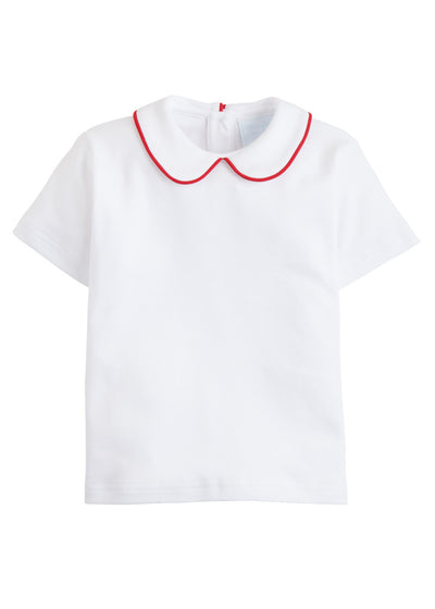 Little English Piped Peter Pan Short-Sleeve Shirt | Red