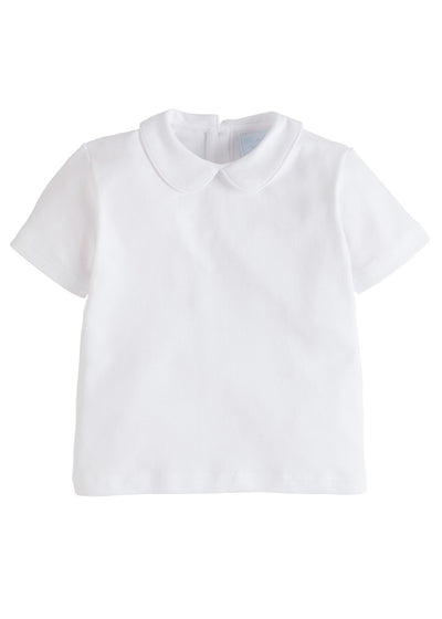 Little English Piped Peter Pan Short-Sleeve Shirt | White