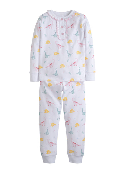 Little English Printed Pajamas | Pink Dinosaur