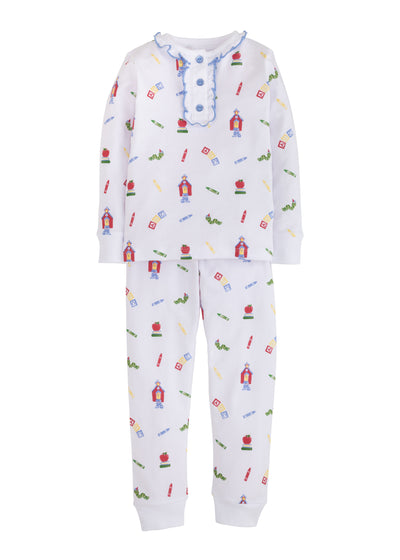 Little English Printed Girl Pajamas | School Days
