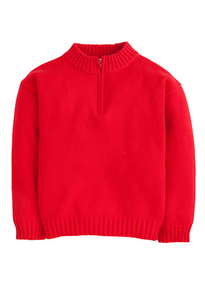 Little English Quarter Zip Sweater | Red