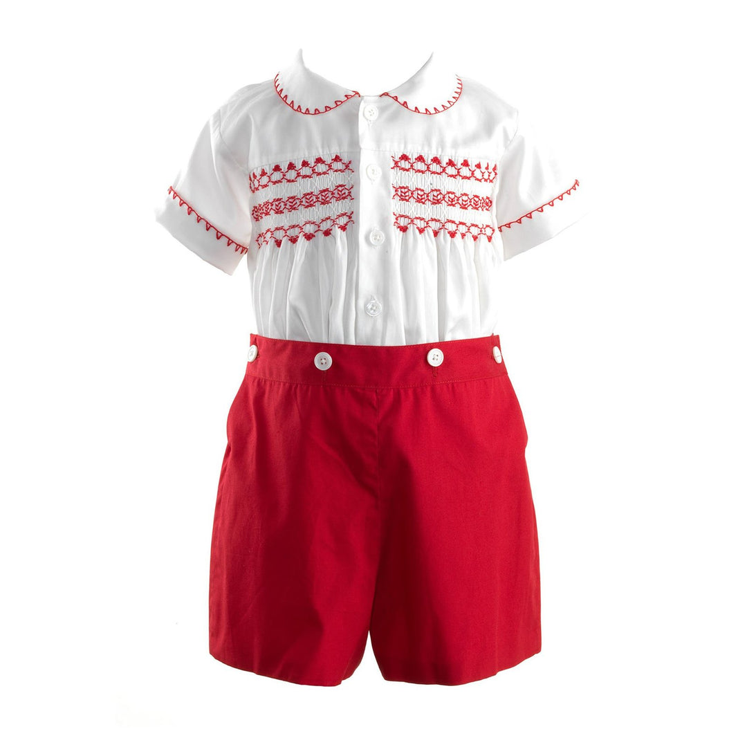 Rachel Riley Red Smocked Set