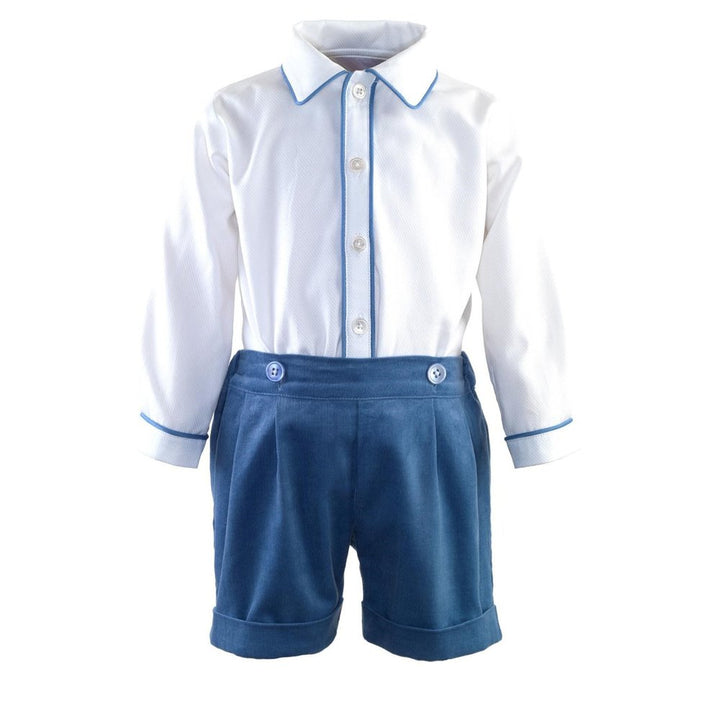 Corduroy Short & Shirt Set | Smoky Blue