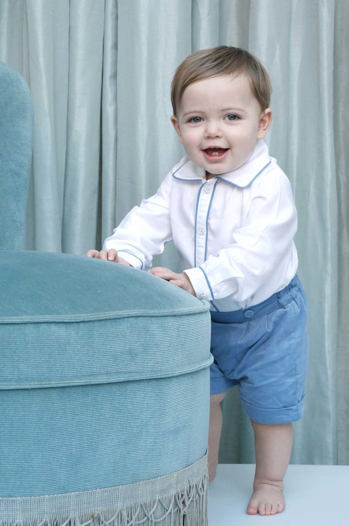 Corduroy Short & Shirt Set | Smoky Blue