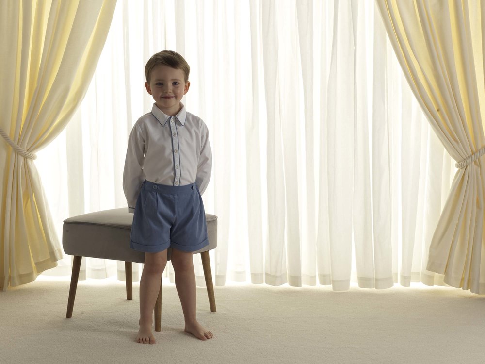 Corduroy Short & Shirt Set | Smoky Blue