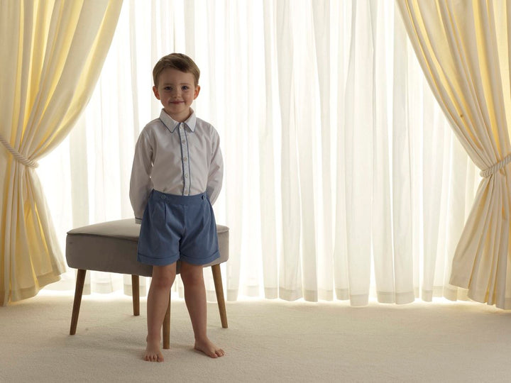 Corduroy Short & Shirt Set | Smoky Blue