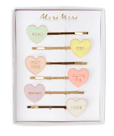 Meri Meri Hair Slides | Enamel Love Hearts