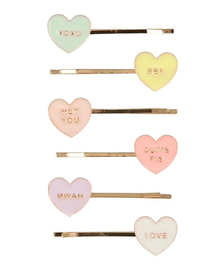 Meri Meri Hair Slides | Enamel Love Hearts