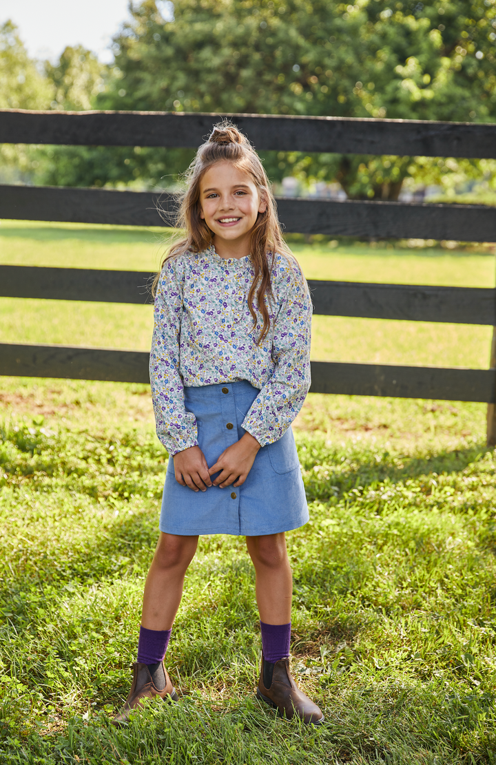 Emily Pocket Skirt | Stormy Blue Corduroy