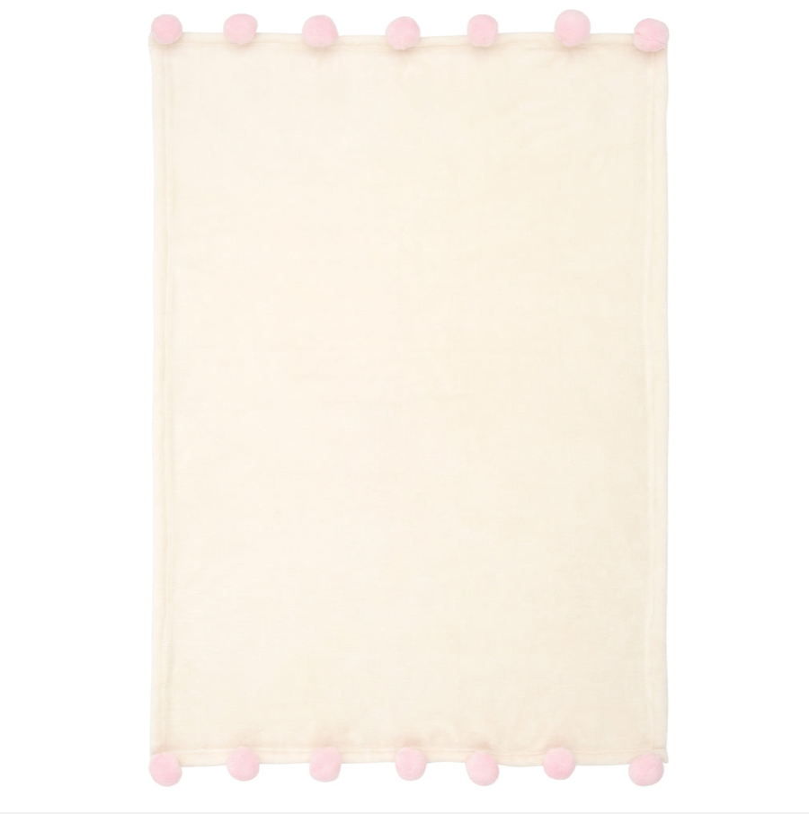 Elegant Baby Pom Pom Fleece Blanket | Pink