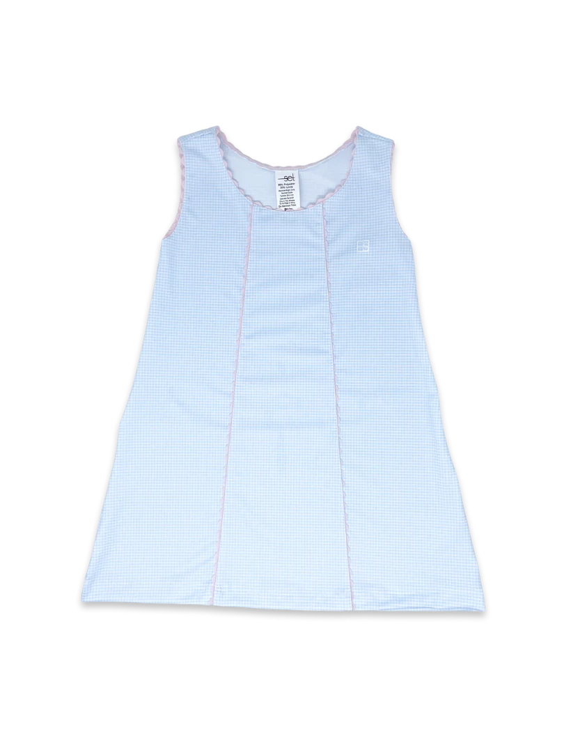 SET Athleisure Amelia Dress | Blue Mini Gingham