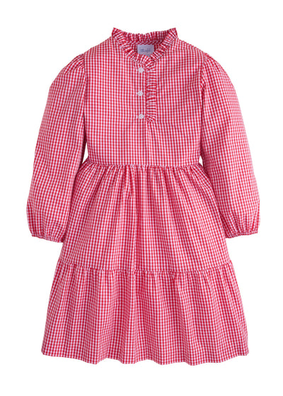 Little English Tiered Midi Dress | Red Gingham