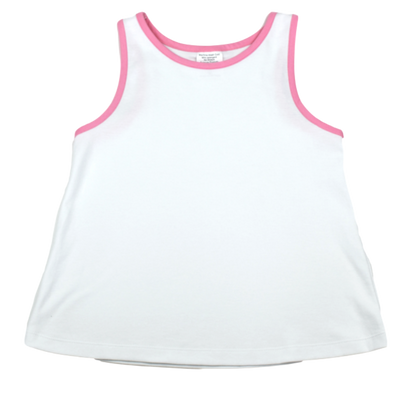 SET Athleisure Tori Tank | White w/ Pink