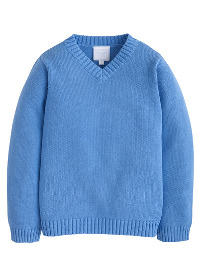 Little English V-Neck Sweater | Airy Blue