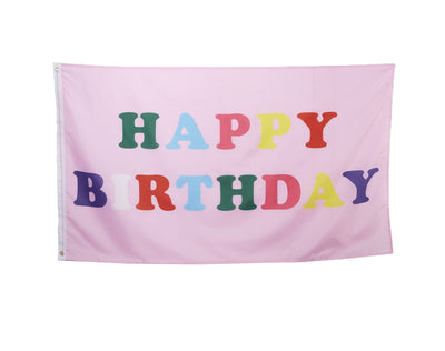 Over the Moon Happy Birthday Colorful Letter Flag