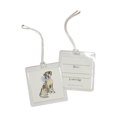 Over the Moon Bagtag | Dog with Blue Bow