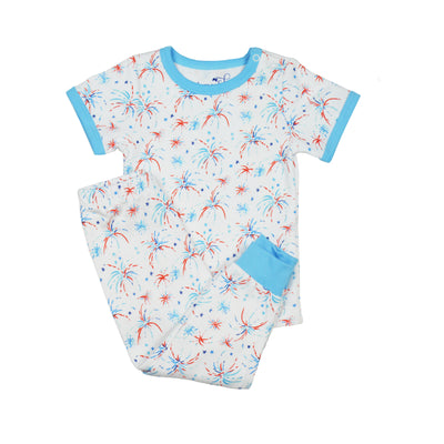 James & Lottie Short Sleeve Pajama Set | Fireworks