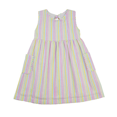 James & Lottie Maisy Dress | Pastel Stripe Seersucker