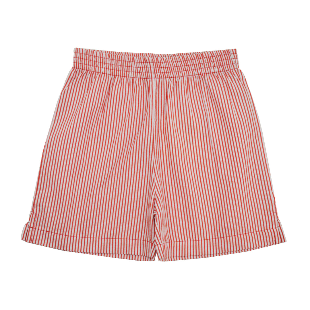 Luigi Seersucker Stripe Shorts | Red